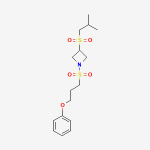molecular formula C16H25NO5S2 B3005683 3-(Isobutylsulfonyl)-1-((3-phenoxypropyl)sulfonyl)azetidine CAS No. 1798035-85-4