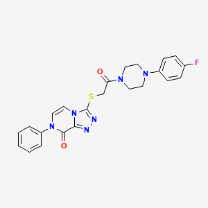 molecular formula C23H21FN6O2S B3005694 3-({2-[4-(4-fluorophenyl)piperazin-1-yl]-2-oxoethyl}thio)-7-phenyl[1,2,4]triazolo[4,3-a]pyrazin-8(7H)-one CAS No. 1224015-38-6