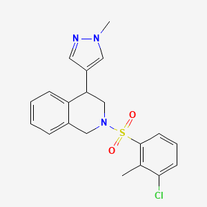 molecular formula C20H20ClN3O2S B3005699 2-((3-氯-2-甲基苯基)磺酰基)-4-(1-甲基-1H-吡唑-4-基)-1,2,3,4-四氢异喹啉 CAS No. 2034298-36-5
