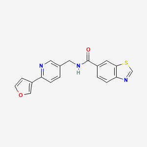 molecular formula C18H13N3O2S B3005702 N-((6-(呋喃-3-基)吡啶-3-基)甲基)苯并[d]噻唑-6-甲酰胺 CAS No. 2034388-01-5
