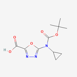 B3005713 5-[Cyclopropyl-[(2-methylpropan-2-yl)oxycarbonyl]amino]-1,3,4-oxadiazole-2-carboxylic acid CAS No. 2248335-23-9