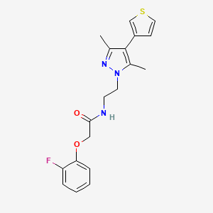 molecular formula C19H20FN3O2S B3005714 N-(2-(3,5-二甲基-4-(噻吩-3-基)-1H-吡唑-1-基)乙基)-2-(2-氟苯氧基)乙酰胺 CAS No. 2034357-43-0