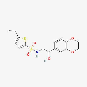 molecular formula C16H19NO5S2 B3005765 N-(2-(2,3-dihydrobenzo[b][1,4]dioxin-6-yl)-2-hydroxyethyl)-5-ethylthiophene-2-sulfonamide CAS No. 2034585-60-7