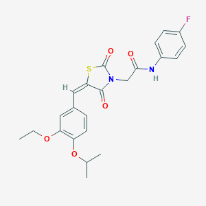 molecular formula C23H23FN2O5S B300577 2-[5-(3-ethoxy-4-isopropoxybenzylidene)-2,4-dioxo-1,3-thiazolidin-3-yl]-N-(4-fluorophenyl)acetamide 