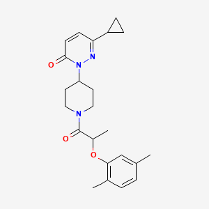 molecular formula C23H29N3O3 B3005772 6-Cyclopropyl-2-[1-[2-(2,5-dimethylphenoxy)propanoyl]piperidin-4-yl]pyridazin-3-one CAS No. 2309570-76-9