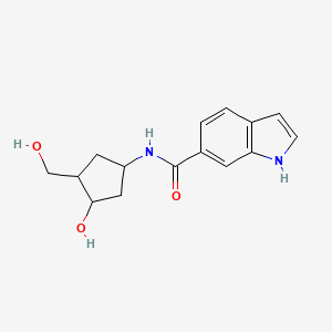molecular formula C15H18N2O3 B3005777 N-(3-hydroxy-4-(hydroxymethyl)cyclopentyl)-1H-indole-6-carboxamide CAS No. 1421516-91-7