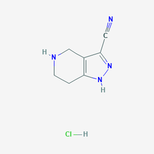 molecular formula C7H9ClN4 B3005779 4,5,6,7-Tetrahydro-2H-pyrazolo[4,3-c]pyridine-3-carbonitrile hydrochloride CAS No. 2105139-83-9