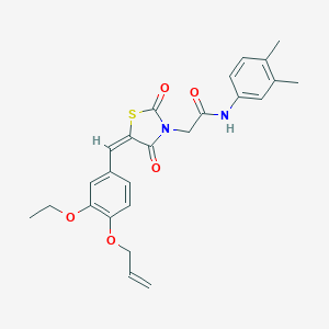 molecular formula C25H26N2O5S B300579 2-{5-[4-(allyloxy)-3-ethoxybenzylidene]-2,4-dioxo-1,3-thiazolidin-3-yl}-N-(3,4-dimethylphenyl)acetamide 