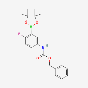 molecular formula C20H23BFNO4 B3005805 BEnzyl N-[4-fluoro-3-(tetramethyl-1,3,2-dioxaborolan-2-yl)phenyl]carbamate CAS No. 2377610-77-8