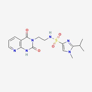 molecular formula C16H20N6O4S B3005814 N-(2-(2,4-dioxo-1,2-dihydropyrido[2,3-d]pyrimidin-3(4H)-yl)ethyl)-2-isopropyl-1-methyl-1H-imidazole-4-sulfonamide CAS No. 2034271-93-5