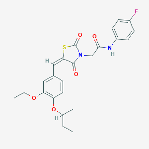 molecular formula C24H25FN2O5S B300583 2-[5-(4-sec-butoxy-3-ethoxybenzylidene)-2,4-dioxo-1,3-thiazolidin-3-yl]-N-(4-fluorophenyl)acetamide 