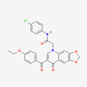 molecular formula C27H21ClN2O6 B3005831 N-(4-chlorophenyl)-2-[7-(4-ethoxybenzoyl)-8-oxo-[1,3]dioxolo[4,5-g]quinolin-5-yl]acetamide CAS No. 866345-37-1