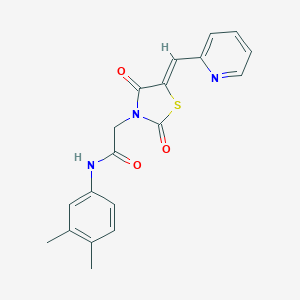 molecular formula C19H17N3O3S B300585 N-(3,4-dimethylphenyl)-2-[2,4-dioxo-5-(2-pyridinylmethylene)-1,3-thiazolidin-3-yl]acetamide 