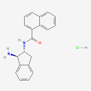 molecular formula C20H19ClN2O B3005855 N-[(1R,2R)-1-氨基-2,3-二氢-1H-茚-2-基]萘-1-甲酰胺；盐酸盐 CAS No. 2418596-42-4