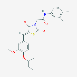 molecular formula C25H28N2O5S B300586 2-[5-(4-sec-butoxy-3-methoxybenzylidene)-2,4-dioxo-1,3-thiazolidin-3-yl]-N-(3,4-dimethylphenyl)acetamide 