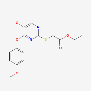 molecular formula C16H18N2O5S B3005866 Ethyl 2-((5-methoxy-4-(4-methoxyphenoxy)-2-pyrimidinyl)sulfanyl)acetate CAS No. 338423-47-5