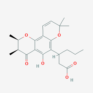 molecular formula C22H28O6 B3005868 3-[(2R,3S)-5-hydroxy-2,3,8,8-tetramethyl-4-oxo-2,3-dihydropyrano[2,3-h]chromen-6-yl]hexanoic acid CAS No. 40737-92-6