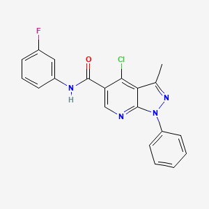 molecular formula C20H14ClFN4O B3005875 4-chloro-N-(3-fluorophenyl)-3-methyl-1-phenyl-1H-pyrazolo[3,4-b]pyridine-5-carboxamide CAS No. 899746-32-8