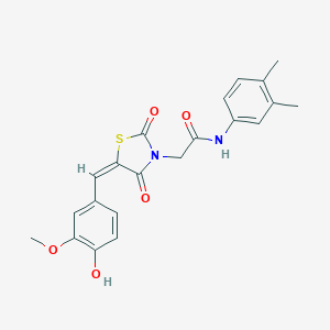 molecular formula C21H20N2O5S B300588 N-(3,4-dimethylphenyl)-2-[5-(4-hydroxy-3-methoxybenzylidene)-2,4-dioxo-1,3-thiazolidin-3-yl]acetamide 