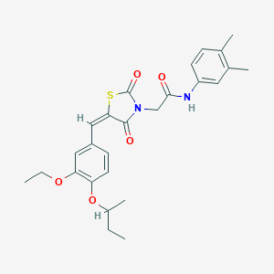 molecular formula C26H30N2O5S B300589 2-[5-(4-sec-butoxy-3-ethoxybenzylidene)-2,4-dioxo-1,3-thiazolidin-3-yl]-N-(3,4-dimethylphenyl)acetamide 