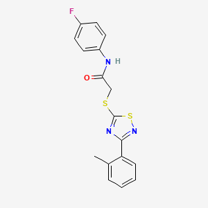 molecular formula C17H14FN3OS2 B3005896 N-(4-fluorophenyl)-2-((3-(o-tolyl)-1,2,4-thiadiazol-5-yl)thio)acetamide CAS No. 864918-53-6