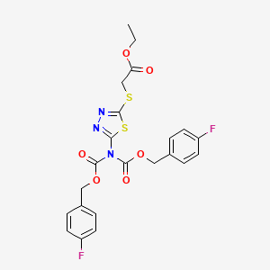 Ethyl 2-{[5-(bis{[(4-fluorobenzyl)oxy]carbonyl}amino)-1,3,4-thiadiazol-2-yl]sulfanyl}acetate