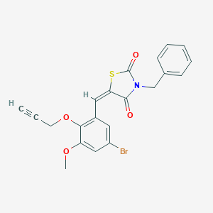 (5E)-3-benzyl-5-[5-bromo-3-methoxy-2-(prop-2-yn-1-yloxy)benzylidene]-1,3-thiazolidine-2,4-dione