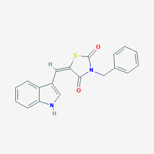 molecular formula C19H14N2O2S B300593 (5E)-3-benzyl-5-(1H-indol-3-ylmethylidene)-1,3-thiazolidine-2,4-dione 