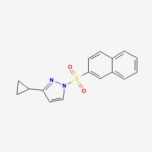 molecular formula C16H14N2O2S B3005933 3-cyclopropyl-1-(2-naphthylsulfonyl)-1H-pyrazole CAS No. 956613-19-7