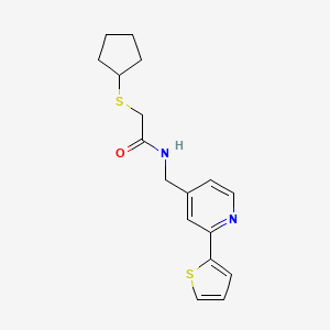 2-(cyclopentylthio)-N-((2-(thiophen-2-yl)pyridin-4-yl)methyl)acetamide