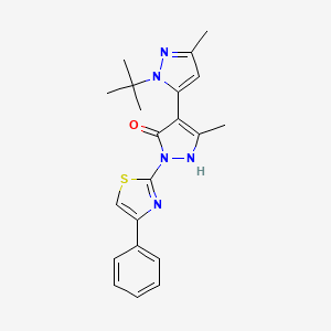 molecular formula C21H23N5OS B3005941 1-(4-Phenyl-2-thiazolyl)-1-tert-butyl-3,3'-dimethyl-5-hydroxy[4,5']-bipyrazol CAS No. 321998-06-5