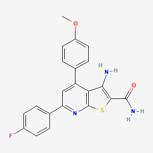 molecular formula C21H16FN3O2S B3005959 3-Amino-6-(4-fluorophenyl)-4-(4-methoxyphenyl)thieno[2,3-b]pyridine-2-carboxamide CAS No. 690642-57-0