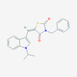 molecular formula C22H20N2O2S B300596 3-benzyl-5-[(1-isopropyl-1H-indol-3-yl)methylene]-1,3-thiazolidine-2,4-dione 