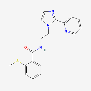 molecular formula C18H18N4OS B3005962 2-(methylthio)-N-(2-(2-(pyridin-2-yl)-1H-imidazol-1-yl)ethyl)benzamide CAS No. 2034287-53-9