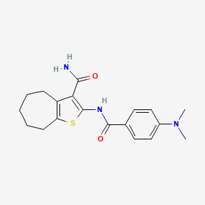 molecular formula C19H23N3O2S B3005971 2-(4-(dimethylamino)benzamido)-5,6,7,8-tetrahydro-4H-cyclohepta[b]thiophene-3-carboxamide CAS No. 441291-09-4