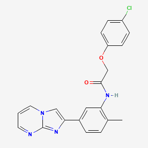 molecular formula C21H17ClN4O2 B3005974 2-(4-chlorophenoxy)-N-(5-(imidazo[1,2-a]pyrimidin-2-yl)-2-methylphenyl)acetamide CAS No. 862810-41-1