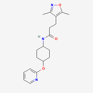 molecular formula C19H25N3O3 B3005976 3-(3,5-dimethylisoxazol-4-yl)-N-((1r,4r)-4-(pyridin-2-yloxy)cyclohexyl)propanamide CAS No. 2034401-61-9