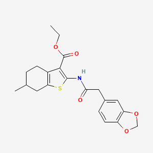 Ethyl 2-(2-(benzo[d][1,3]dioxol-5-yl)acetamido)-6-methyl-4,5,6,7-tetrahydrobenzo[b]thiophene-3-carboxylate
