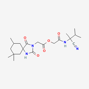 molecular formula C21H32N4O5 B3005998 [2-[(2-Cyano-3-methylbutan-2-yl)amino]-2-oxoethyl] 2-(7,7,9-trimethyl-2,4-dioxo-1,3-diazaspiro[4.5]decan-3-yl)acetate CAS No. 1052575-21-9