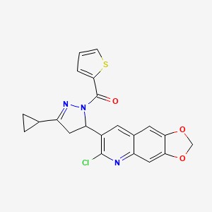 (5-(6-chloro-[1,3]dioxolo[4,5-g]quinolin-7-yl)-3-cyclopropyl-4,5-dihydro-1H-pyrazol-1-yl)(thiophen-2-yl)methanone