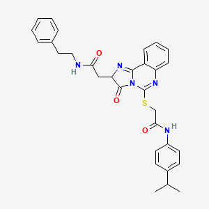 molecular formula C31H31N5O3S B3006003 2-[5-({2-[(4-isopropylphenyl)amino]-2-oxoethyl}thio)-3-oxo-2,3-dihydroimidazo[1,2-c]quinazolin-2-yl]-N-(2-phenylethyl)acetamide CAS No. 959561-93-4
