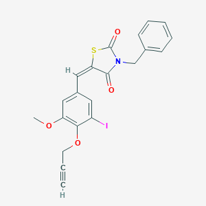 molecular formula C21H16INO4S B300601 3-Benzyl-5-[3-iodo-5-methoxy-4-(2-propynyloxy)benzylidene]-1,3-thiazolidine-2,4-dione 