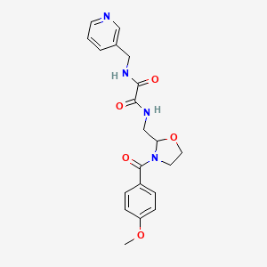 N1-((3-(4-methoxybenzoyl)oxazolidin-2-yl)methyl)-N2-(pyridin-3-ylmethyl)oxalamide