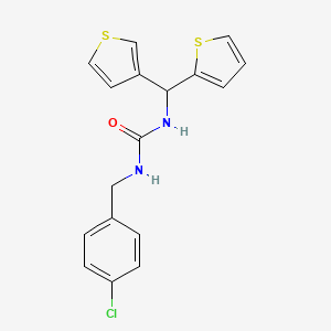molecular formula C17H15ClN2OS2 B3006018 1-(4-Chlorobenzyl)-3-(thiophen-2-yl(thiophen-3-yl)methyl)urea CAS No. 2034420-53-4