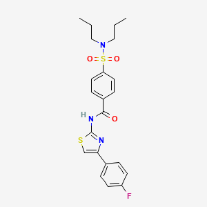 molecular formula C22H24FN3O3S2 B3006022 4-(二丙基磺酰胺基)-N-[4-(4-氟苯基)-1,3-噻唑-2-基]苯甲酰胺 CAS No. 313549-99-4