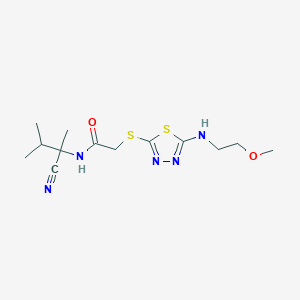 N-(2-cyano-3-methylbutan-2-yl)-2-[[5-(2-methoxyethylamino)-1,3,4-thiadiazol-2-yl]sulfanyl]acetamide