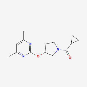 molecular formula C14H19N3O2 B3006024 Cyclopropyl(3-((4,6-dimethylpyrimidin-2-yl)oxy)pyrrolidin-1-yl)methanone CAS No. 2034365-94-9