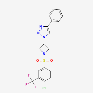 molecular formula C18H14ClF3N4O2S B3006028 1-(1-((4-chloro-3-(trifluoromethyl)phenyl)sulfonyl)azetidin-3-yl)-4-phenyl-1H-1,2,3-triazole CAS No. 1903639-19-9