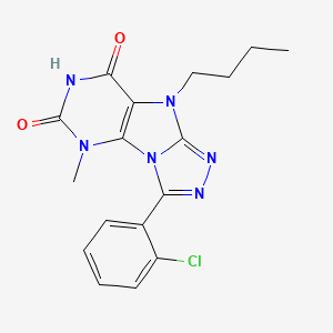 molecular formula C17H17ClN6O2 B3006039 5-Butyl-8-(2-chlorophenyl)-1-methylpurino[8,9-c][1,2,4]triazole-2,4-dione CAS No. 921575-55-5