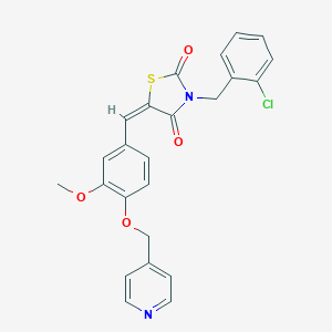 molecular formula C24H19ClN2O4S B300604 3-(2-Chlorobenzyl)-5-[3-methoxy-4-(4-pyridinylmethoxy)benzylidene]-1,3-thiazolidine-2,4-dione 